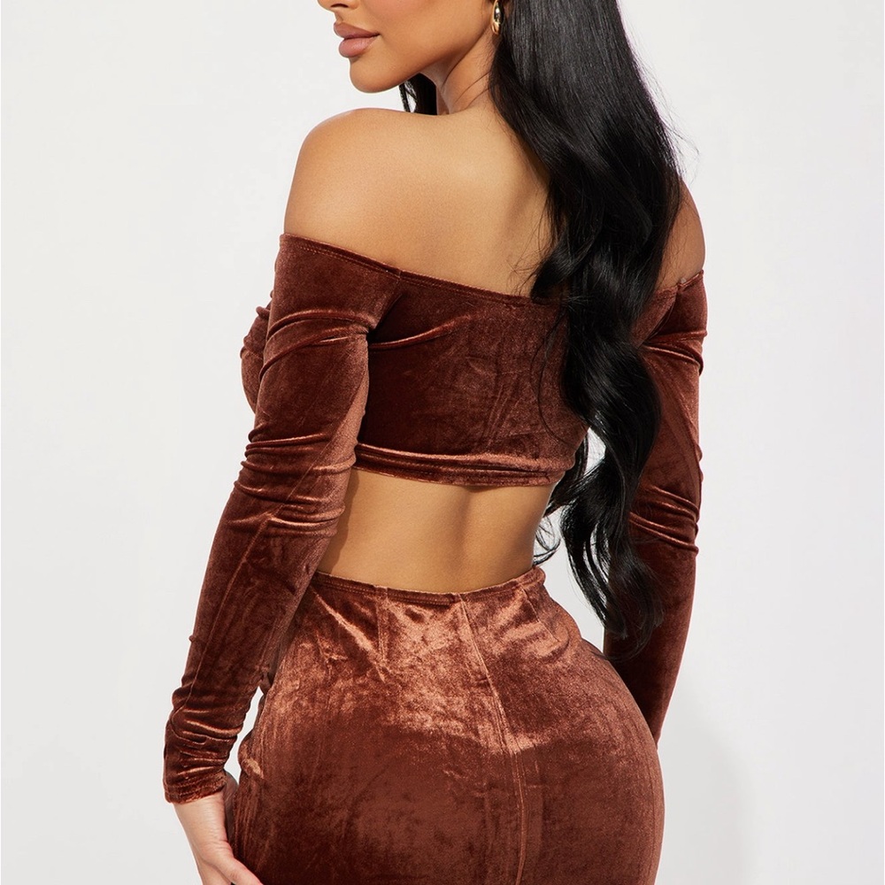 Skyla Velvet Mini Dress - Brown